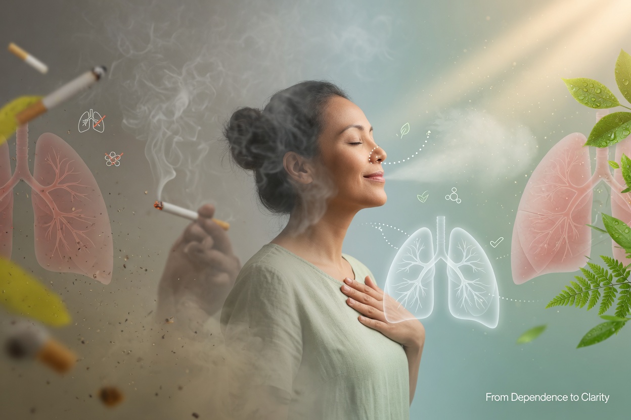 A quitting roadmap for people with a sensitive nose: from long-acting patches to short-acting gum, avoiding direct nasal mucosal irritation.